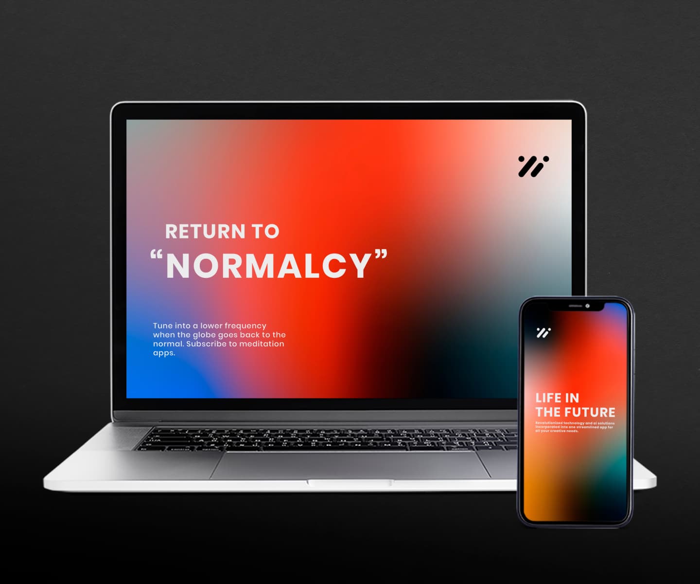 App Mockup on Mac and iPhone with 'Return to Normalcy' Text