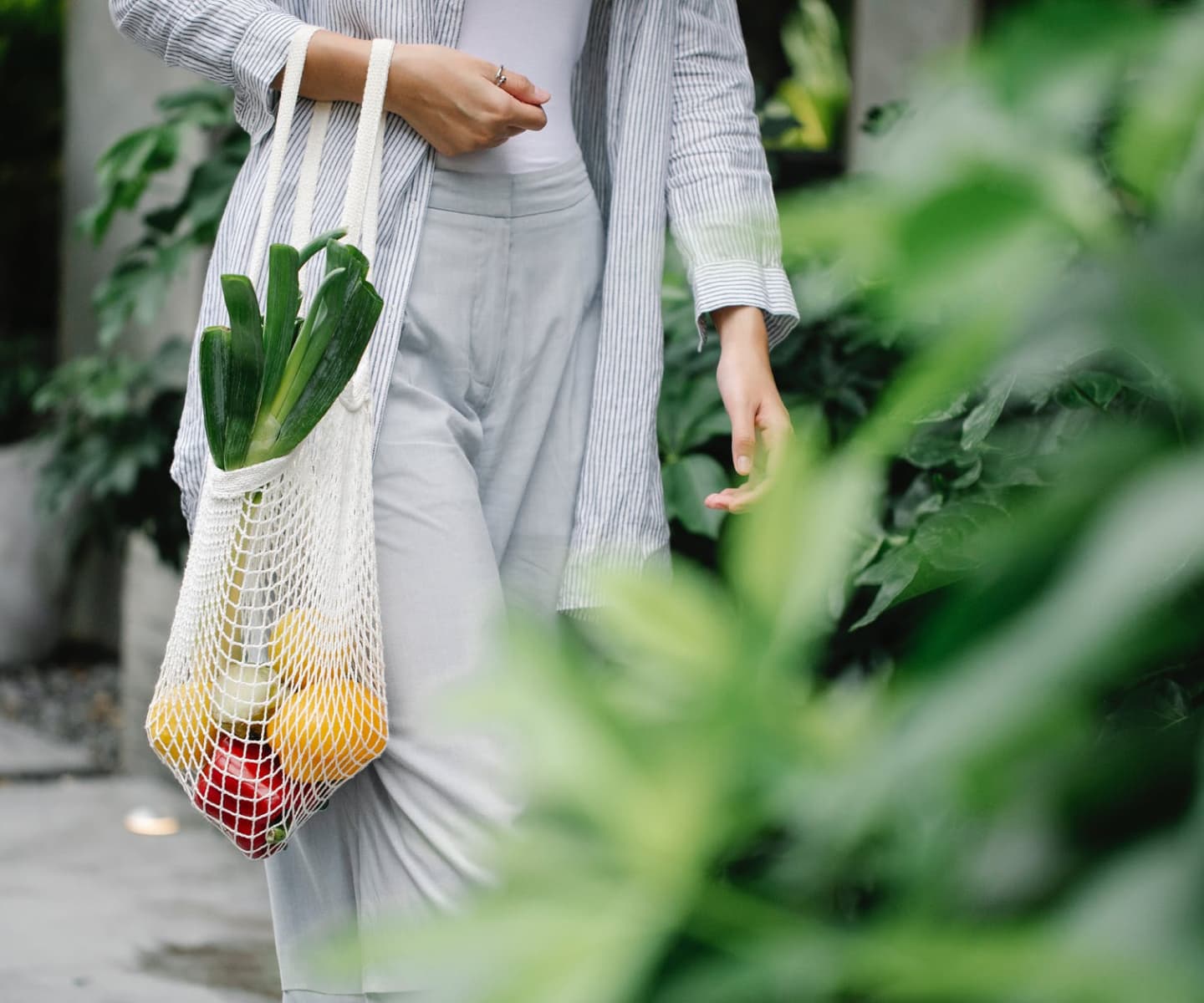 Woman  with a bag of Fresh Organic Food